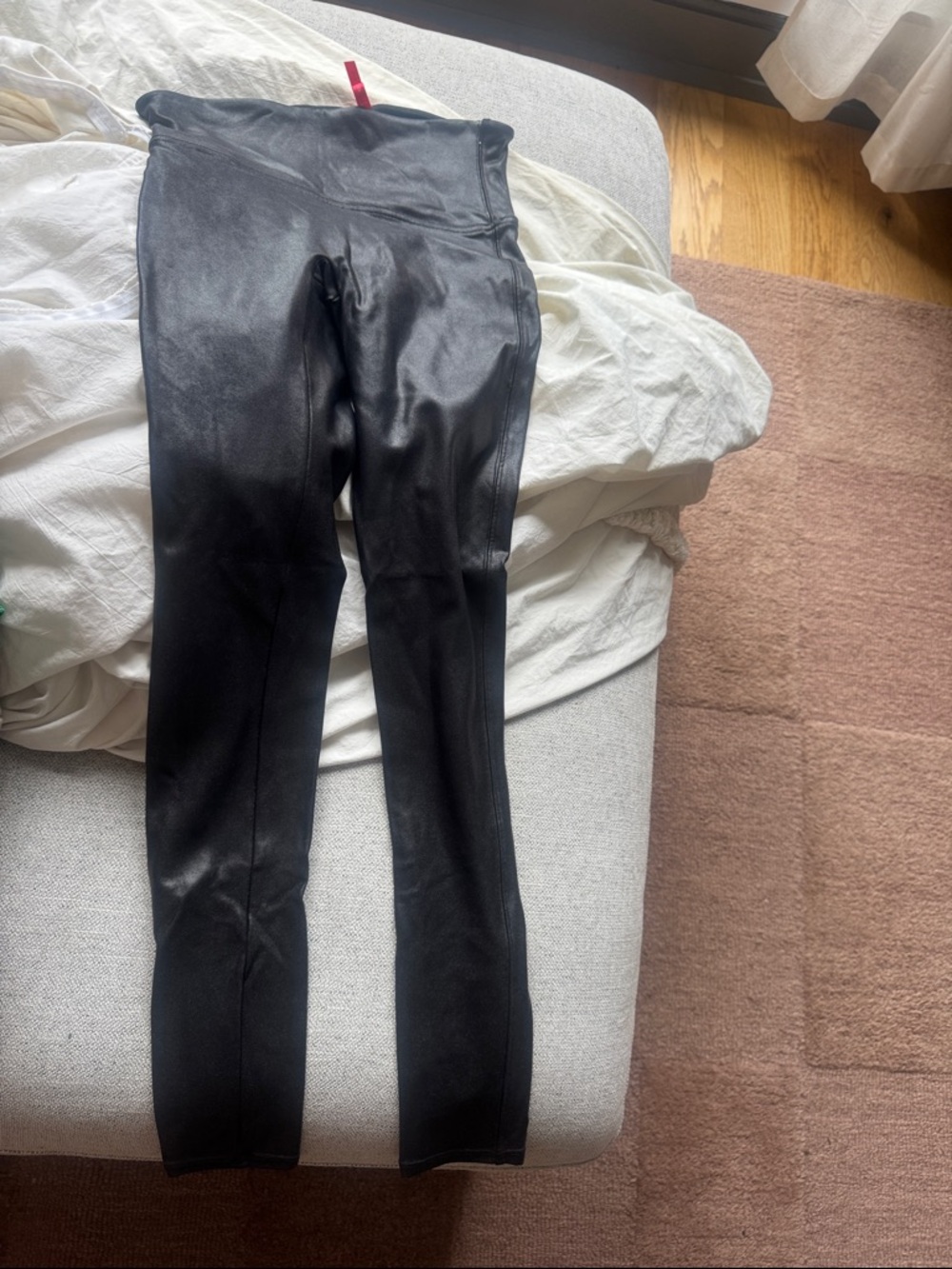 SPANX Black Shiny High-Waist Leggings